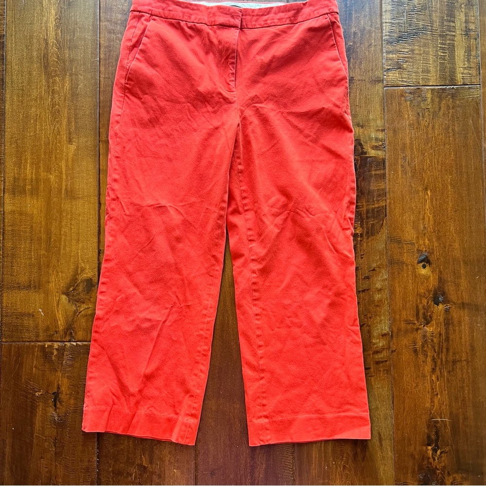J. Crew 10T tall cropped wide leg orange red stretch dress chino